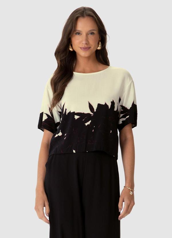 Malwee - Blusa Box Floral Bege