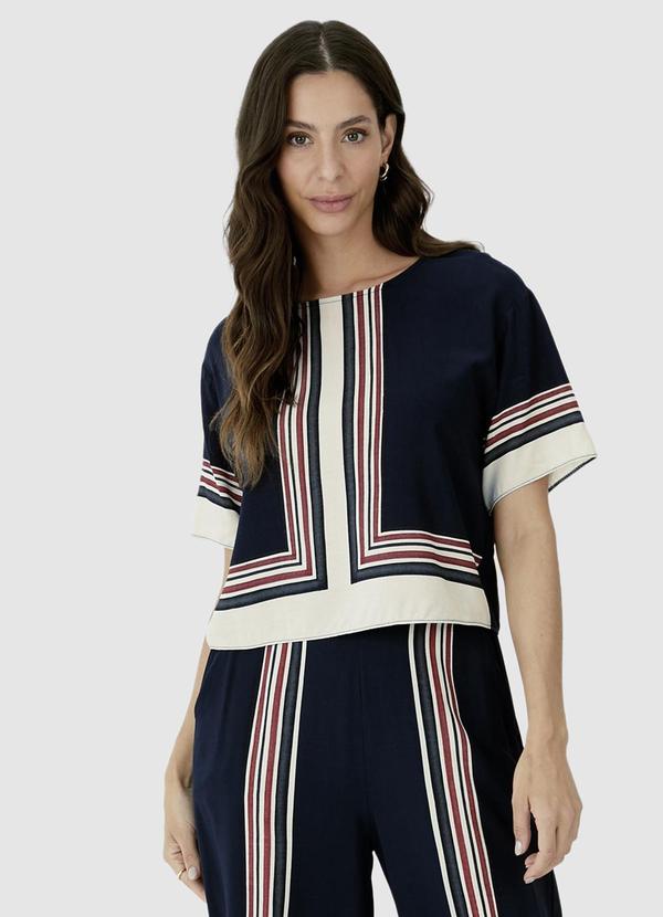 Malwee - Blusa Box Listrada Azul