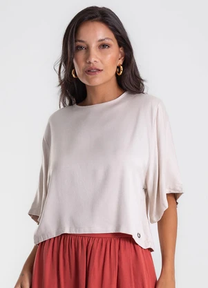 Endless - Blusa Box Manga Ampla Viscose Bege - ENDLESS