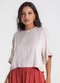 Endless - Blusa Box Manga Ampla Viscose Laranja - variação: Bege