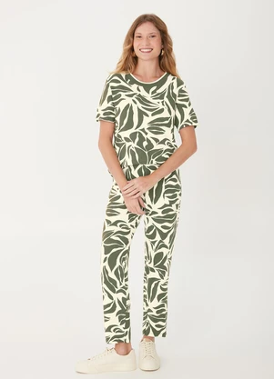 Malwee - Blusa Box Tropical em Moletinho Verde Oliva - MALWEE