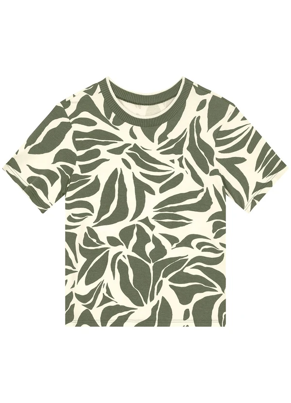 Malwee - Blusa Box Tropical em Moletinho Verde Oliva 2