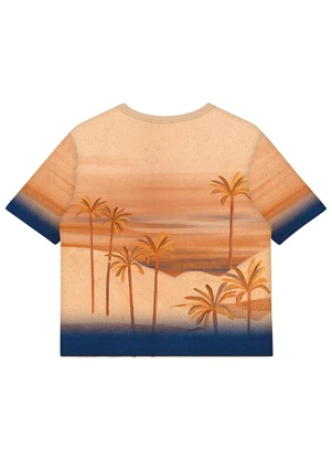 Malwee - Blusa Boxy Tropical em Malha Azul - MALWEE