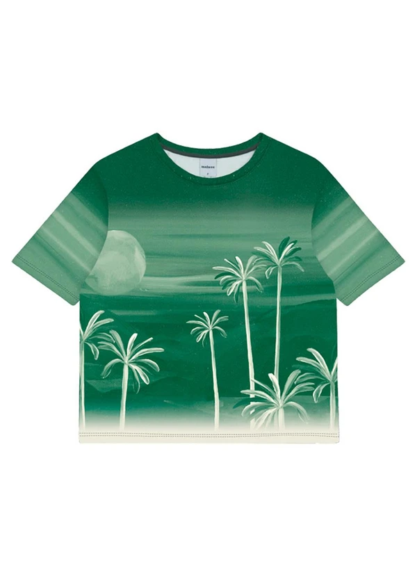 Malwee - Blusa Boxy Tropical em Malha Verde