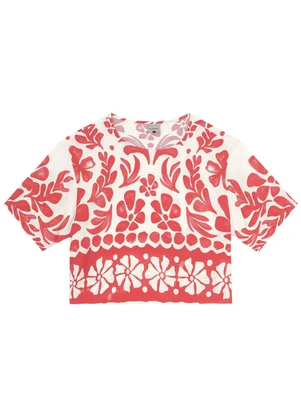 Malwee - Blusa Branca Box Tropical em Viscose - MALWEE