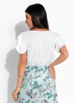 Rosalie - Blusa Branca com Babado na Manga - ROSALIE