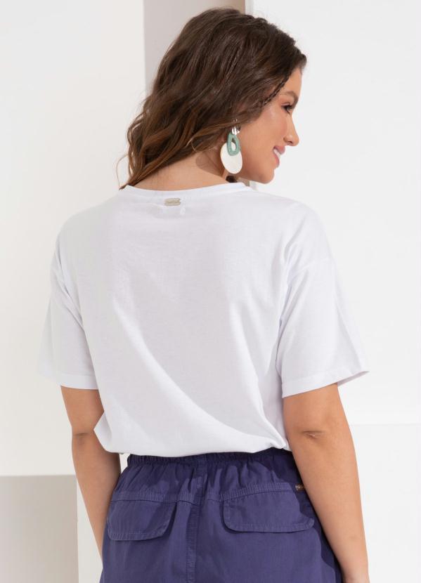 Outlet - Blusa Branca com Estampa e Mangas Curtas 6