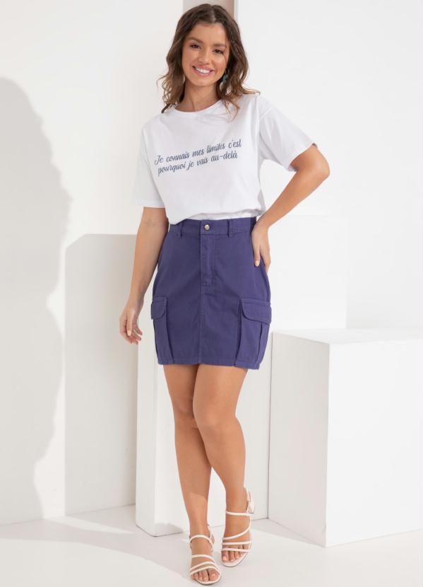 Outlet - Blusa Branca com Estampa e Mangas Curtas 4