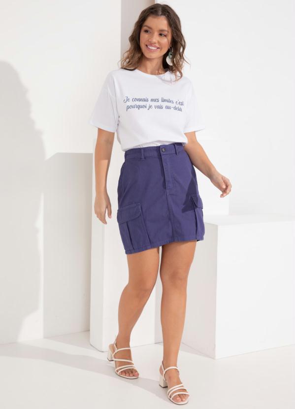 Outlet - Blusa Branca com Estampa e Mangas Curtas 2