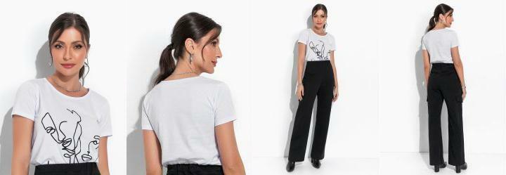 Blusa Branca com Estampa Localizada