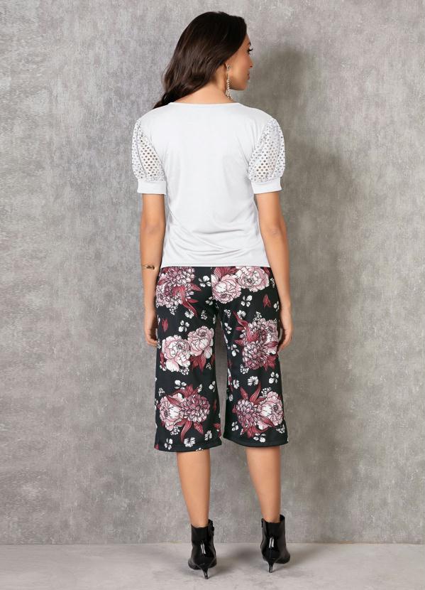 Moda Pop - Blusa Branca com Mangas Bufante 4