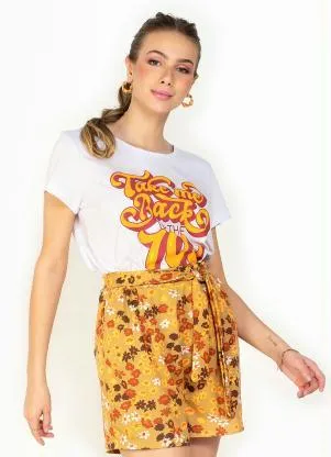 Moda Pop - Blusa Branca com Mangas Curtas - MODA POP