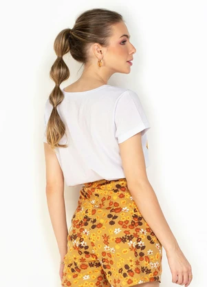 Moda Pop - Blusa Branca com Mangas Curtas - MODA POP