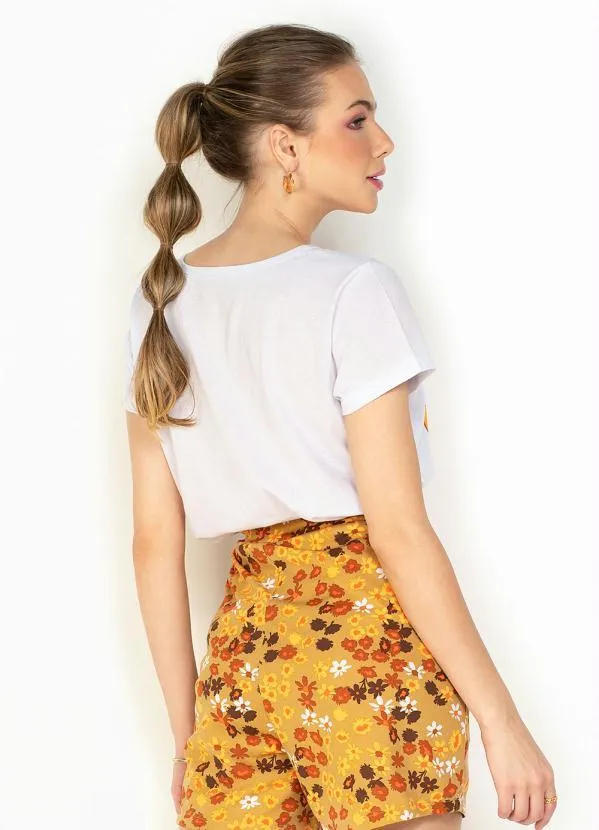 Moda Pop - Blusa Branca com Mangas Curtas 2