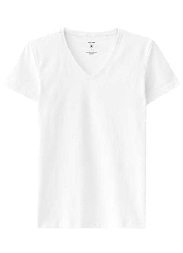 Malwee - Blusa Branca Decote V Feminino