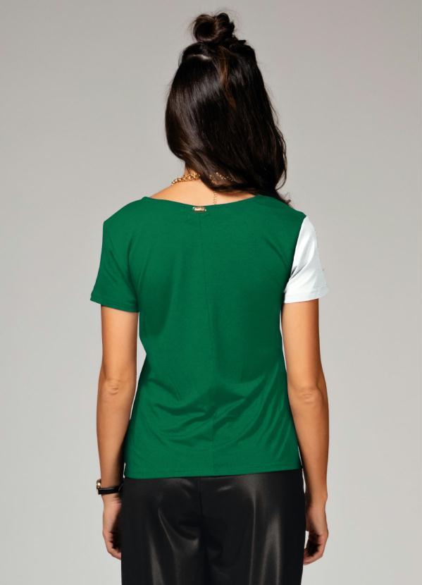 Quintess - Blusa Branca e Verde com Recorte Frontal 2