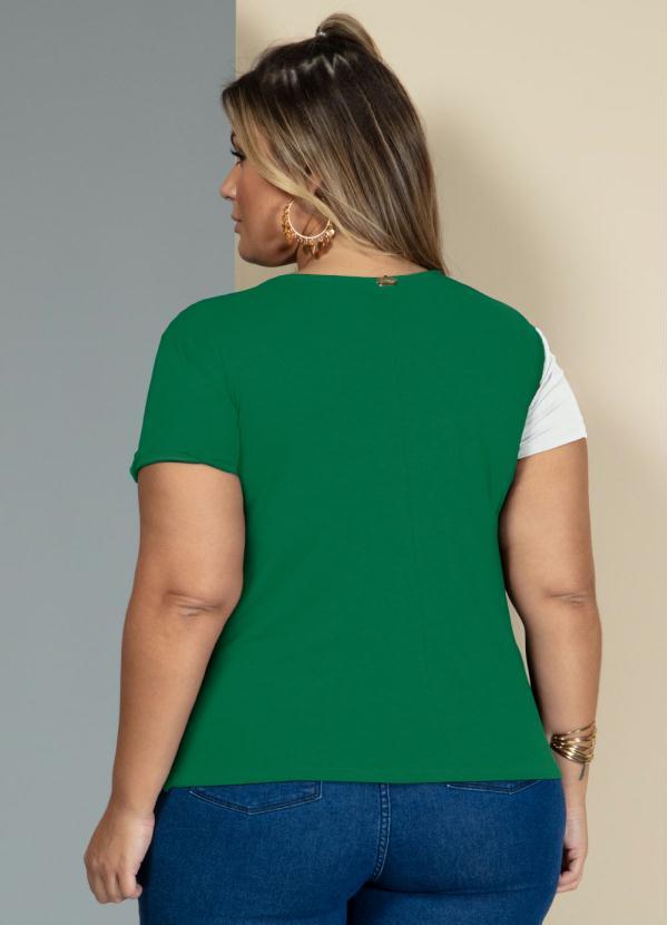 Quintess - Blusa Branca e Verde com Recorte Frontal 6
