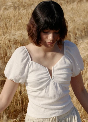 bonprix - Blusa Branca em Malha Anarruga - BONPRIX