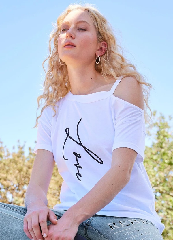 bonprix - Blusa Branca em Malha de Algodão Penteado 3