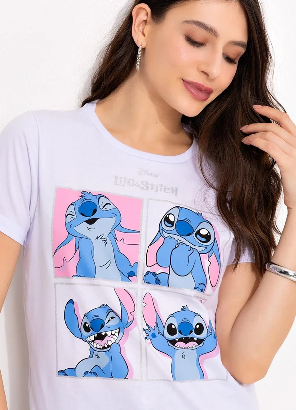 Disney - Blusa Branca em Malha de Algodão Penteado 4