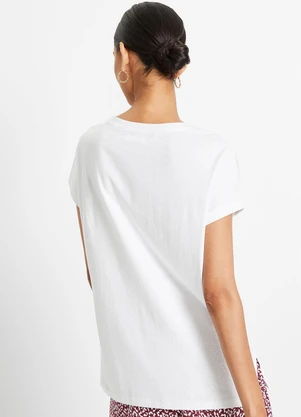 bonprix - Blusa Branca em Malha de Algodão - BONPRIX