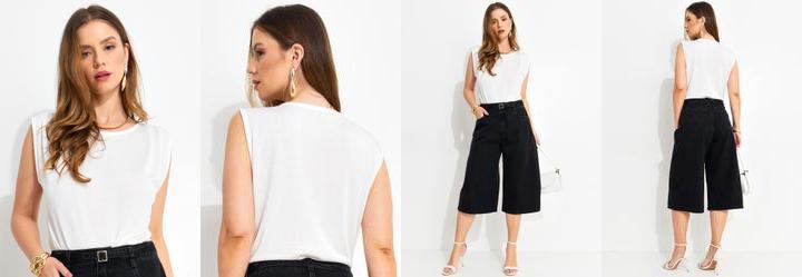 Blusa Branca em Malha de Viscose