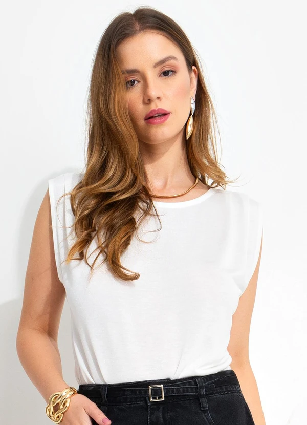 Quintess - Blusa Branca em Malha de Viscose