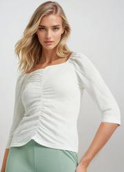 Blusa Branca em Malha Texturizada