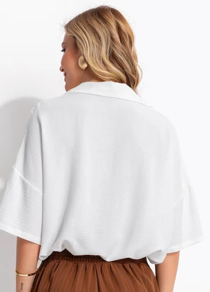 Quintess - Blusa Branca em Tecido de Linho - QUINTESS
