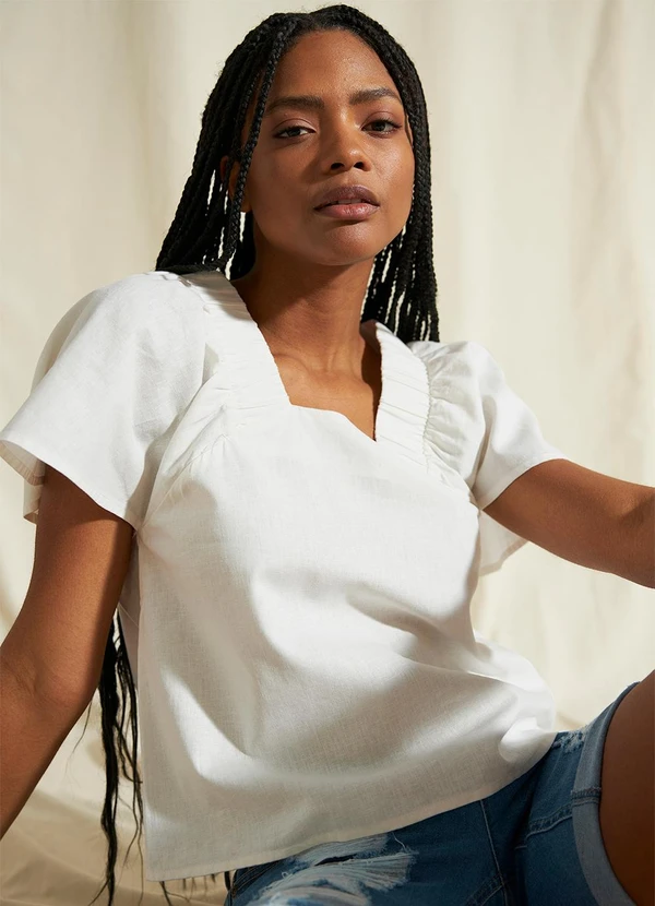 bonprix - Blusa Branca em Tricoline 4