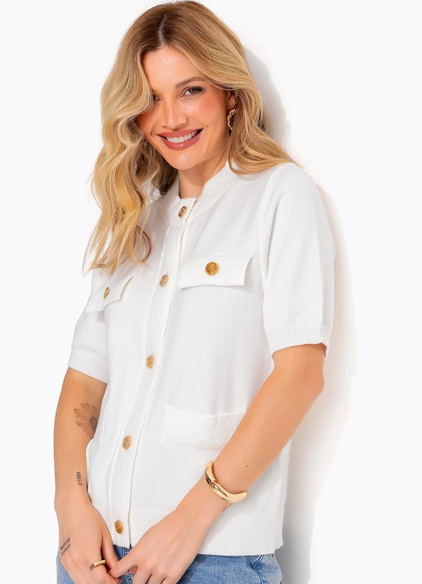 Quintess - Blusa Branca em Tricot