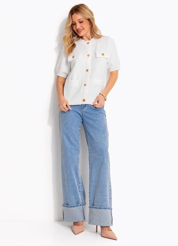 Quintess - Blusa Branca em Tricot