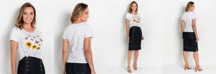 Blusa Branca Estampada