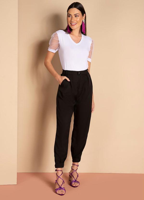 Quintess - Blusa Branca Mangas Bufantes em Transparência 7