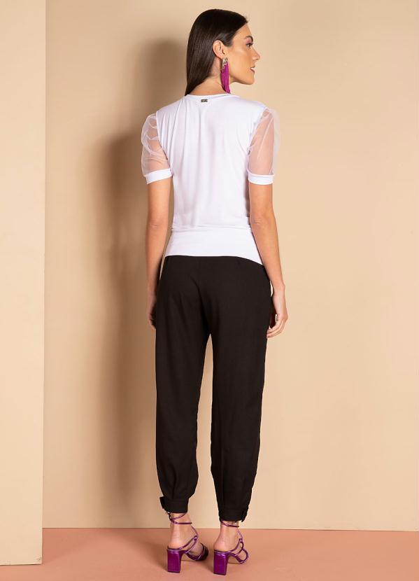 Quintess - Blusa Branca Mangas Bufantes em Transparência 8