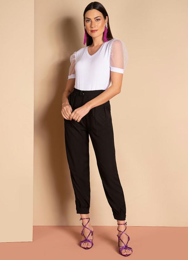 Quintess - Blusa Branca Mangas Bufantes em Transparência 9