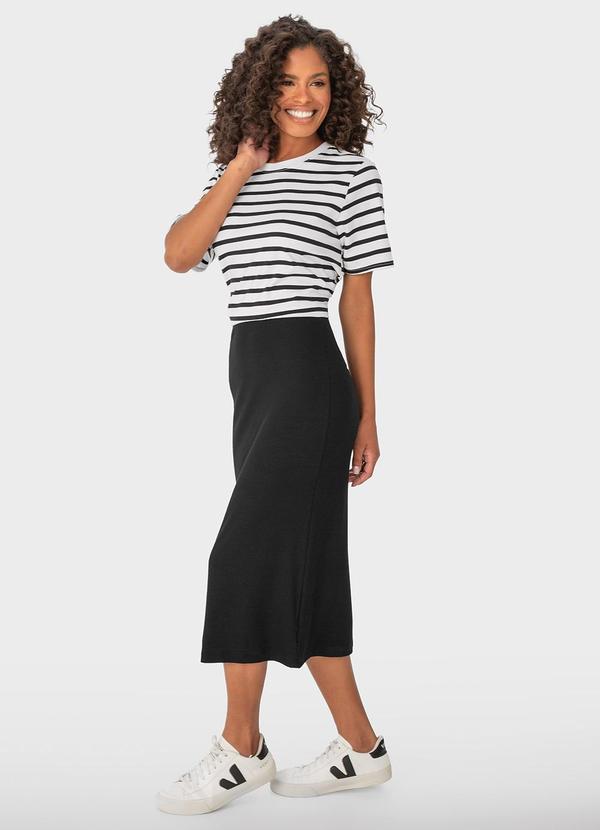 Malwee - Blusa Branca Reta Listras Navy 2