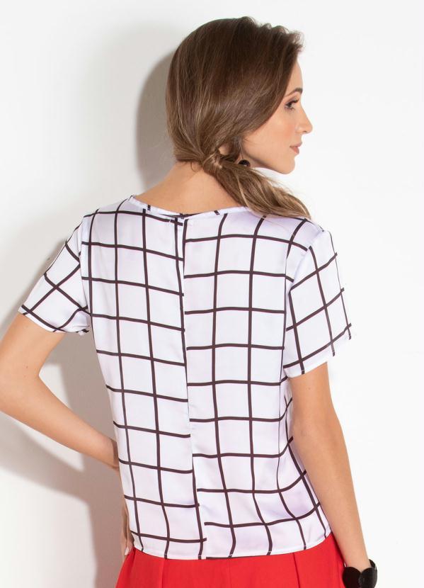 Quintess - Blusa Branca Xadrez com Recorte Costas Quintess 3