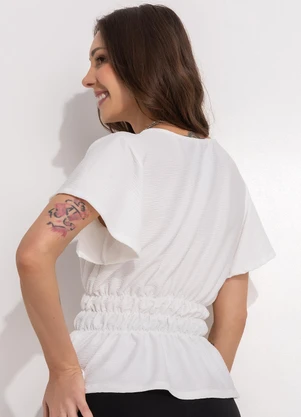 Bimini - Blusa Branco em Malha Anarruga - BIMINI