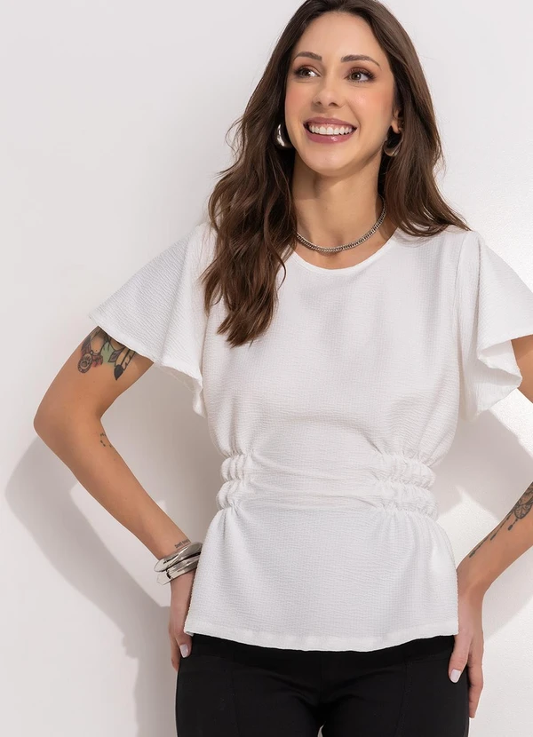 Bimini - Blusa Branco em Malha Anarruga 5