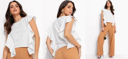 Blusa Branco em Malha Crepe