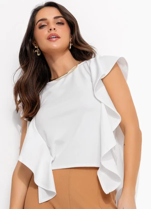 Quintess - Blusa Branco em Malha Crepe - QUINTESS