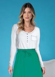 Blusa Branco em Malha de Algodo