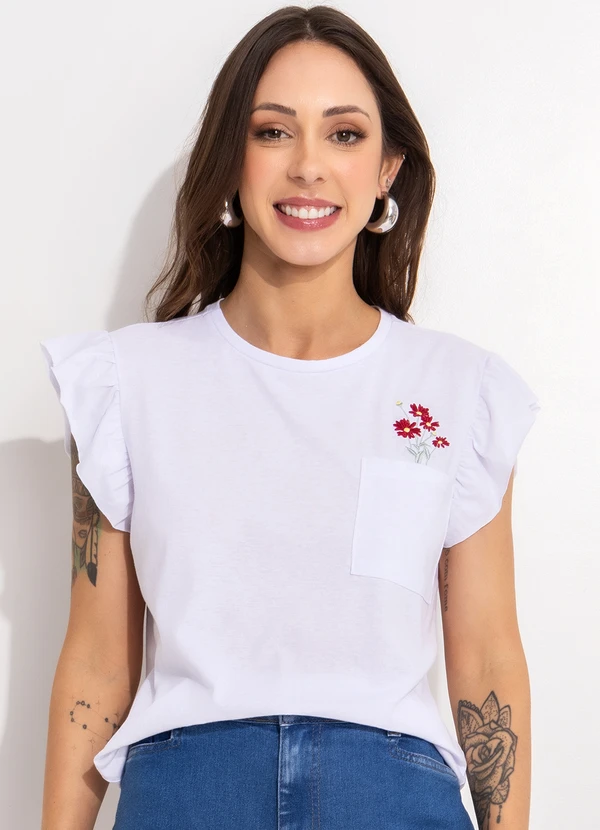 Bimini - Blusa Branco em Malha de Algodão