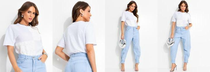 Blusa Branco em Malha de Algodo