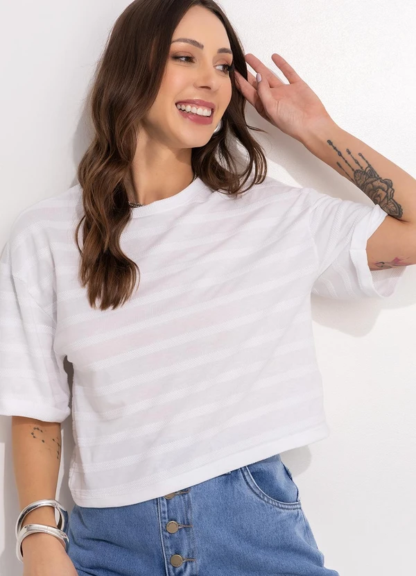 Bimini - Blusa Branco em Malha Texturizada 4