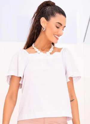 Quintess - Blusa Branco em Tricoline - QUINTESS