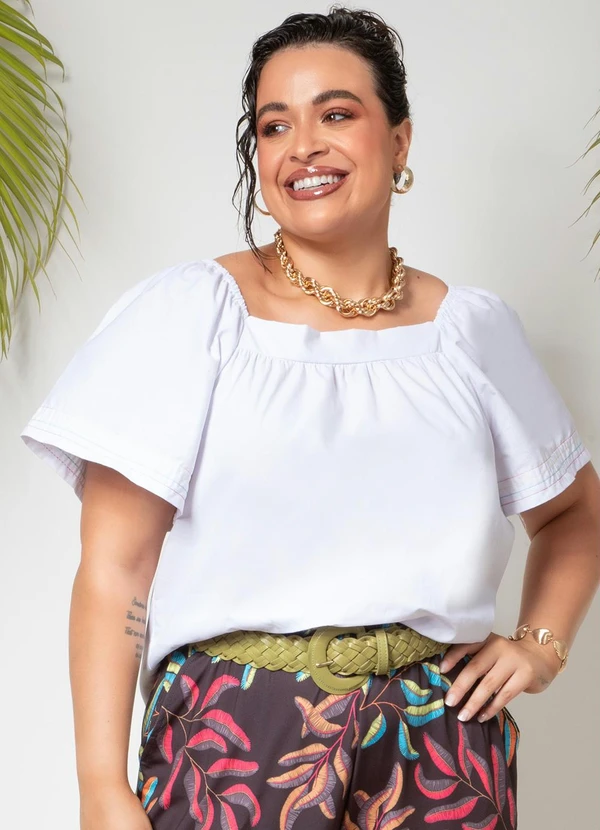 Quintess - Blusa Branco em Tricoline 5