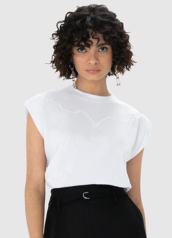 Enfim - Blusa Branco Muscle Tee com Bordado