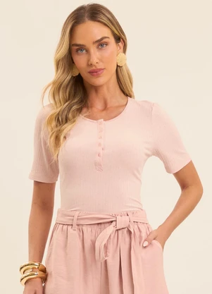 Doce Trama - Blusa Brisa Canelada Rosa - DOCE TRAMA